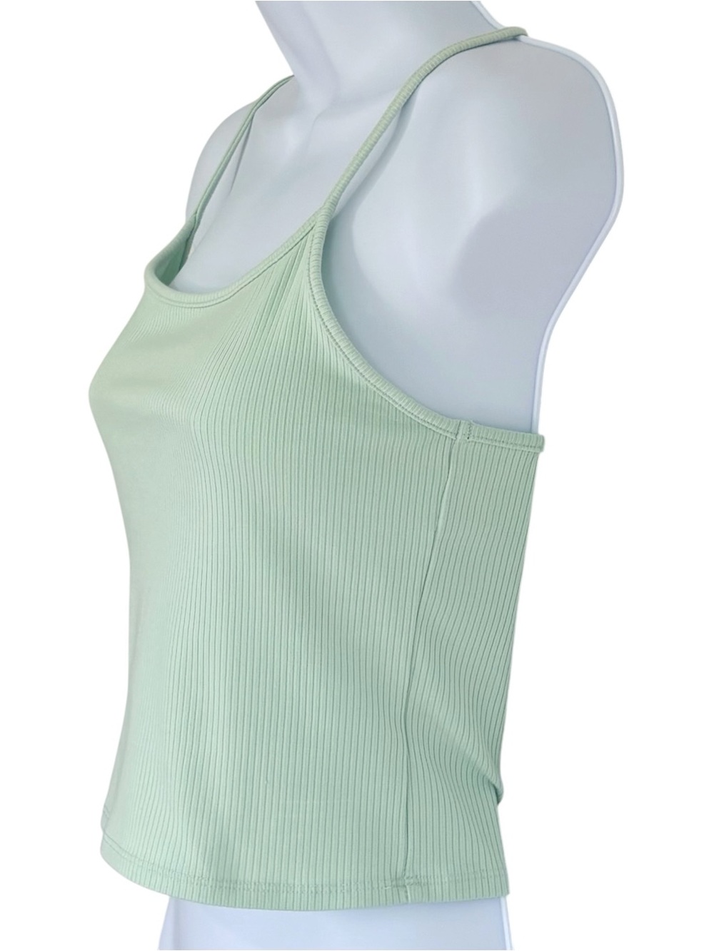 AMERICAN EAGLE Mint Green Ribbed Crop Cami Tank Top Adjustable Straps Medium - Picture 2 of 7